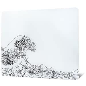 XVX Glass Gaming Mouse Pad, White Kanagawa Hard Mousepads for Gaming ...