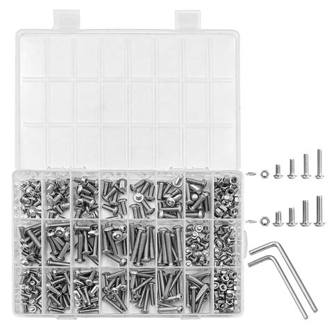 390 Pcs NUZAMAS M4 M5 Hex Head Machine Bolts Nuts Washers Kit 304 ...