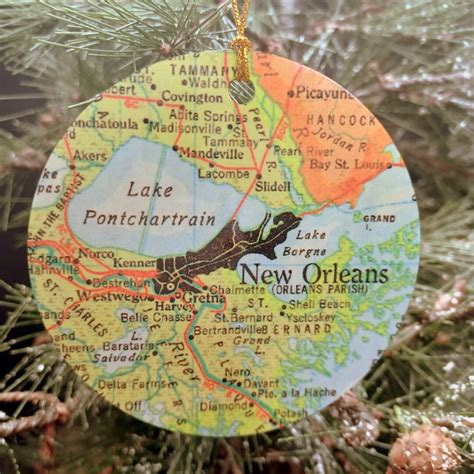 New Orleans Map Ornament, Ornament, Gift, New Orleans Map, New Orleans ...