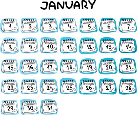 January calendar month 16970411 Vector Art at Vecteezy