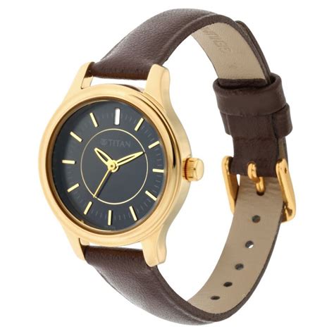 Buy Online Titan Quartz Analog Black Dial Leather Strap Watch for Women ...