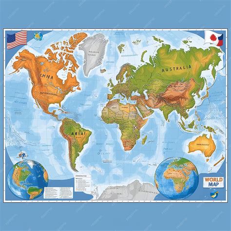 Detailed Physical World Map 的图像结果