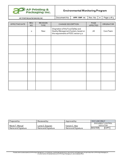 Image result for Environmental Monitoring Program Template