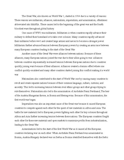 How Mania cause WW1 - The Great War, also known as World War 1, started ...