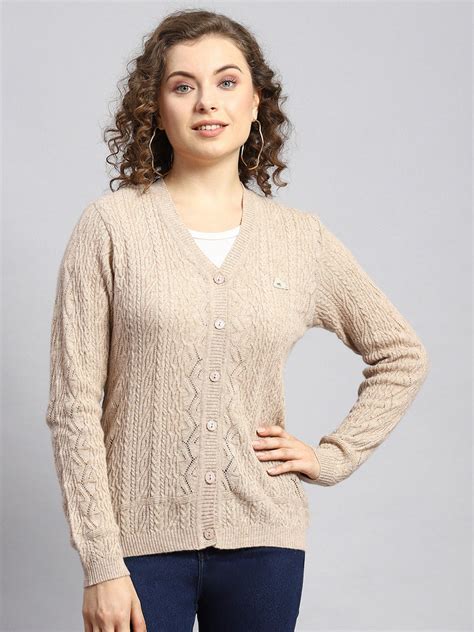 Buy Women Beige Self Cardigan Online in India - Monte Carlo