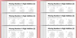 Image result for Missing Number 4 Digit Addition
