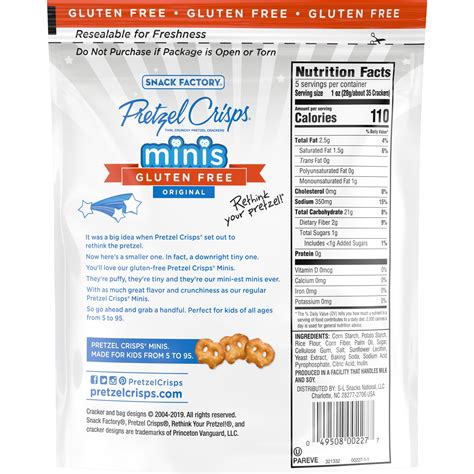 Snack Factory Pretzel Crisps Nutrition Info | Besto Blog