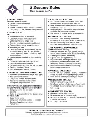 Fillable Online dev montevallo 2 Resume Rules - devmontevalloedu - dev ...