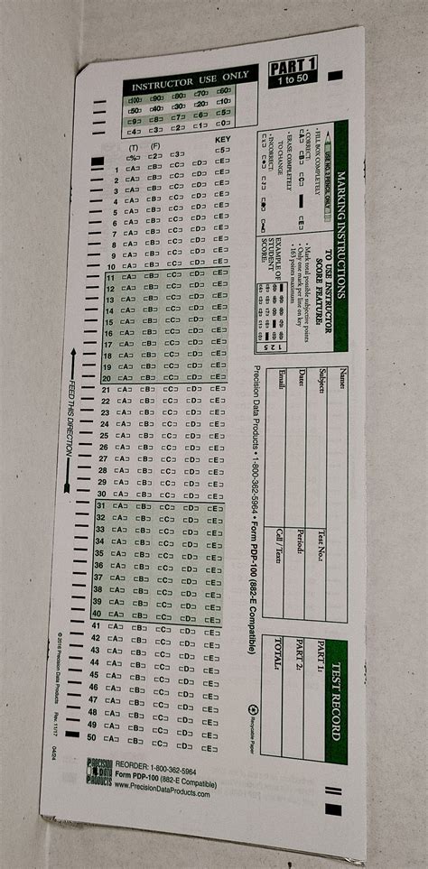 Scantron Test Form 5 Pack | Bellingham Technical College Campus Store