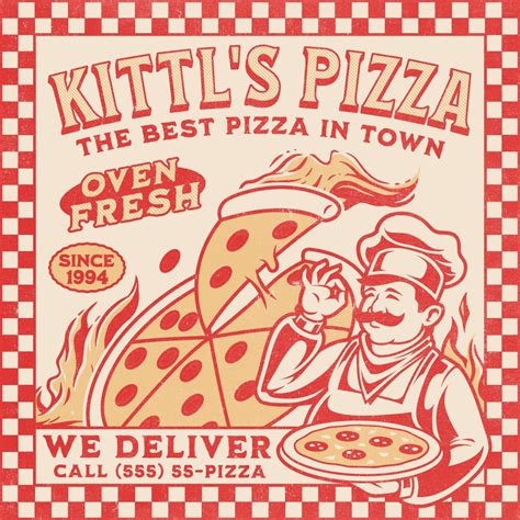 Retro Pizza Box Logo Design | Pizza box design, Pizza branding, Pizza art