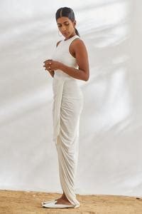 Buy White Viscose Round Draped Dress For Women by House Of Three Online ...