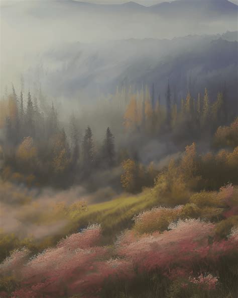 Forest at Dawn Painting · Creative Fabrica