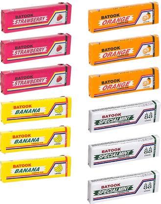 batook Chewing Gum Variety Pack 3 Banana, 3 Orange, 3 Mint and 3 ...