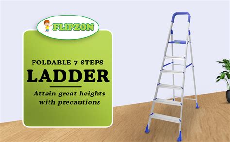 FLIPZON Foldable 6 Step Maple Aluminium Ladder, Light Weight, Non Slipy ...