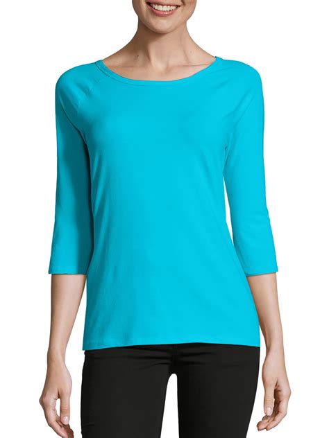 Hanes Women's Stretch Cotton Raglan 3/4-Sleeve Tee - Walmart.com