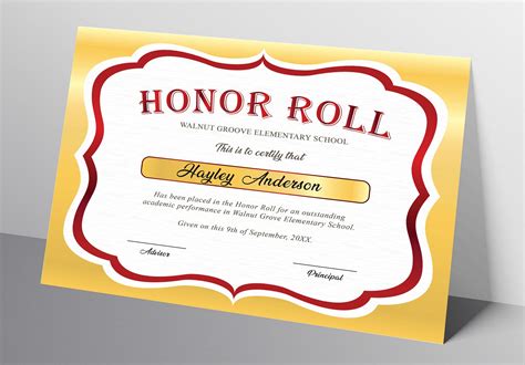 Honor Roll Certificate Templates