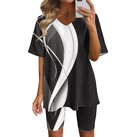 Gaecuw Plus Size Short Sets for Women Legging Sets Short Sleeve ...