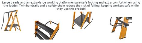 Youngman Shockproof MegaStep 4 Tread FRP Industrial Heavy Duty Ladder ...