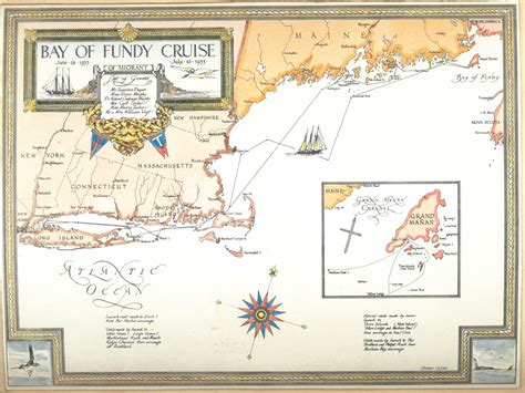 Map from Robert Cushman Murphy’s journal about a cruise between Long Island and the Bay of Fundy ...