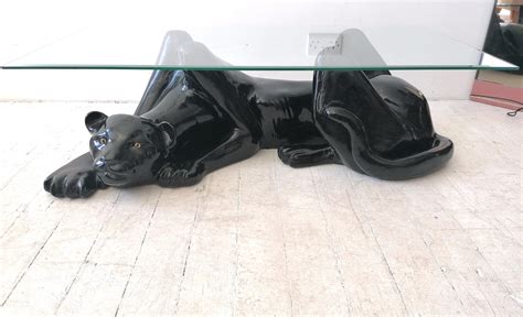Fabulous Large Vintage Deco Revival Black Panther Coffee Table, USA ...