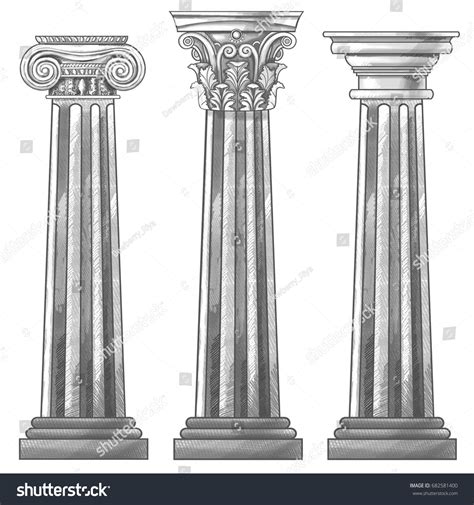 Stylized Greek Columns Doric Ionic Corinthian Stock Illustration ...