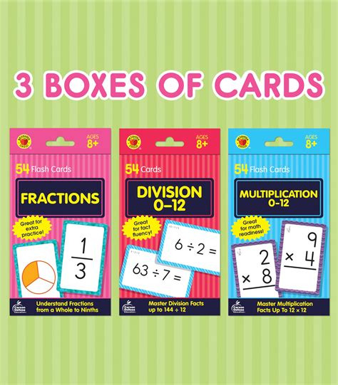 Snapklik.com : Division, Fractions, And Multiplication Flash Cards, 3 ...