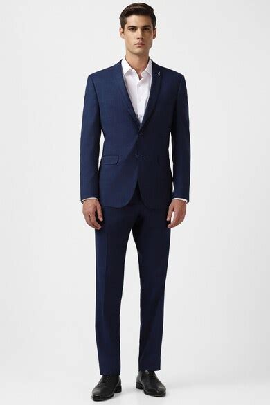 Buy Men Navy Check Slim Fit Wedding Two Piece Suit Online - 908511 ...