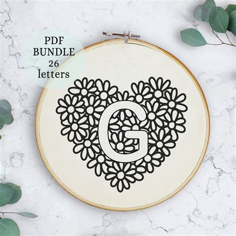Buy Spring Alphabet Embroidery PDF Pattern, Instant Digital Download ...