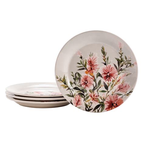 Bico Lead-Free Kitchen Dinnerware, Pink Dandelion Ceramic Salad Plates, 8.75 inch, Set of 4 ...
