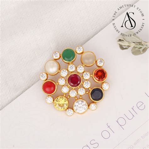 Gold Plated Navaratna Jewellery Online | 92.5 Gold Plated Silver ...
