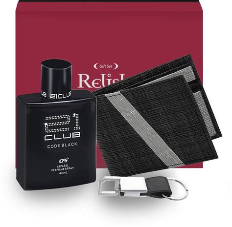 Relish PU Leather Texture Wallet and CFS Perfume, Metal Hook Keychain ...