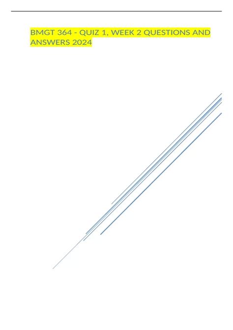 BMGT 364 - QUIZ 1, WEEK 2 QUESTIONS AND ANSWERS 2024 - BMGT 364 - Stuvia US