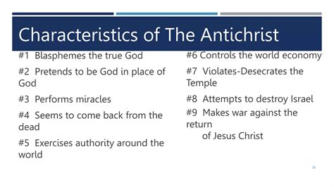 Characteristics Of The Antichrist