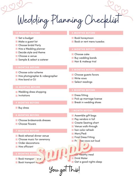 Wedding Checklist Free Printable Excel Wedding Checklist Printable Pdf ...