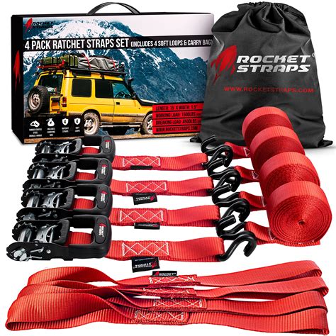 Buy Ratchet Straps - Premium Heavy Duty Ratchet Straps | 1.5" x 15 ...