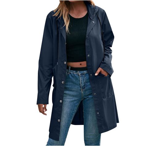 Atogsazn Women's Plus Size Rain Jacket Button Waterproof Rain Coats ...