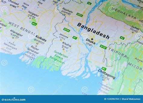 Ryazan, Russia - July 08, 2018: Country of Bangladesh on the Google Maps Service. Stock Photo ...