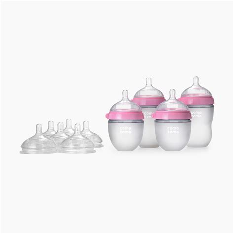 Comotomo Silicone Baby Bottle Bundle Starter Gift Set - Pink | Babylist ...