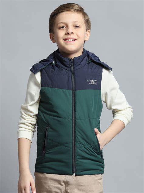 Buy Boys Green Printed Detachable Hood Sleeveless Reversible Jacket ...