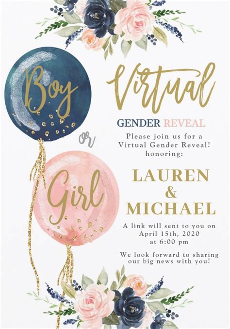 Virtual gender reveal party invitations – Artofit