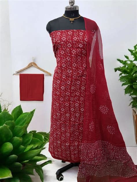 Pure Kota Doria Cotton Wax Batik Salwar Suit - Leheriya.com