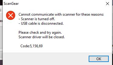 Image result for Scanner Error Code 5 156 69
