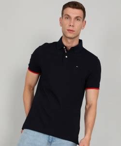 TOMMY HILFIGER Solid Men Polo Neck Navy Blue T-Shirt - Buy TOMMY ...