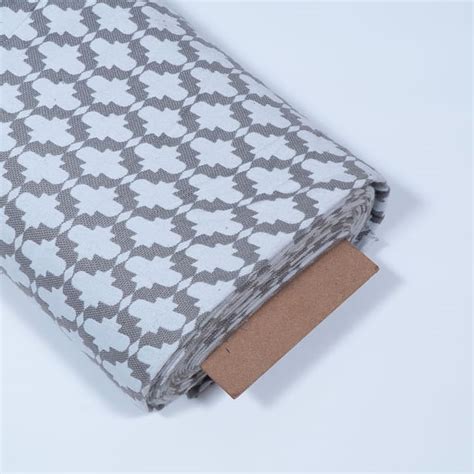 White and Grey Colour Poly Cotton Jacquard Fabric - Premium ...