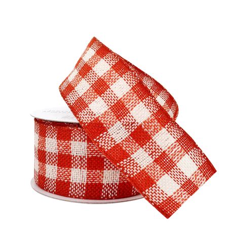 1.5" x 3yd. Wired Checkered Ribbon by Celebrate It™, Color: Orange ...