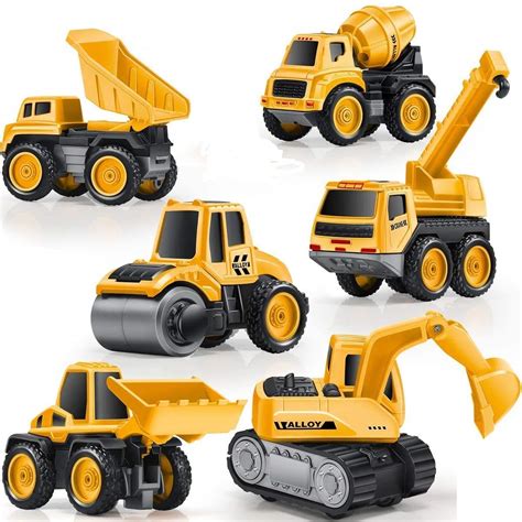 Buy PLUSPOINT 6Pc Diecast metal Pull back Construction Vehicles for ...