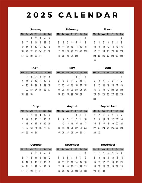 2025 Calendar With Week Numbers Printable
