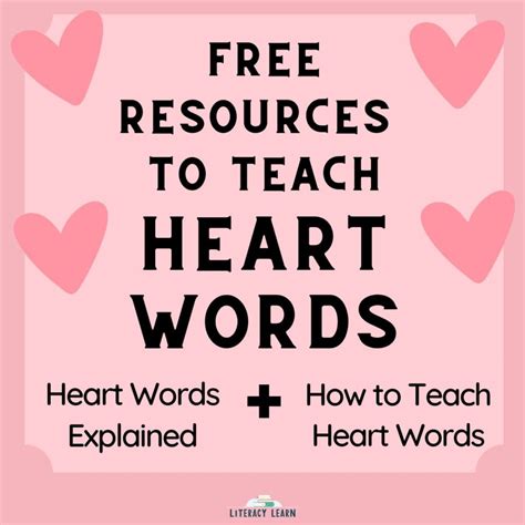 Free Heart Word Resources for Teaching Irregular Words - Literacy Learn