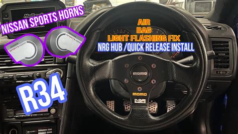 Installing R34 GTT NRG hub / momo steering wheel + Nissan Sports Horns ...