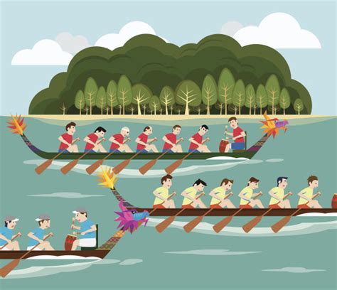 划船比赛,乐趣,地形,运动,绘画插图,湖,家庭,船,人,航海设计模板,汇图网www.huitu.com
